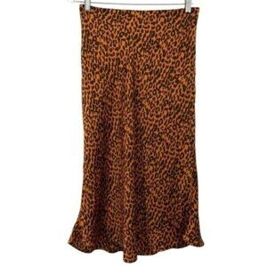 Hyped Unicorn Leopard Animal Print Satin Midi Skirt